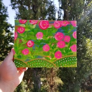 Fantasy Hills Floral Acrylic Painting Vibrant Maximalist Wall Art